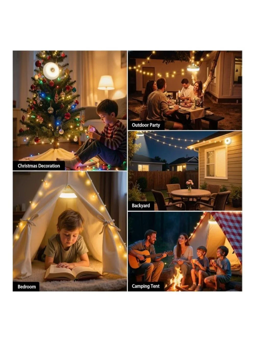 Cascade Rechargable Retractable Camping Lights 7 light modes 2 pack